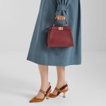 FENDI Peekaboo Mini Burgundy ostrich skin bag - Image 6